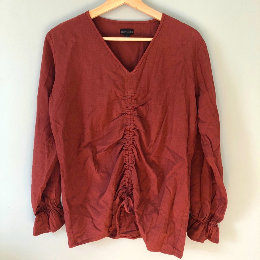Coco + Carmen Draw String Front Peasant Top